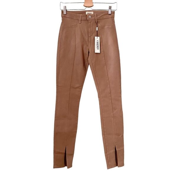 NWT L’AGENCE Jyothi High Rise Split Ankle Jean in Cognac Coated in Size 26 - Picture 4 of 11